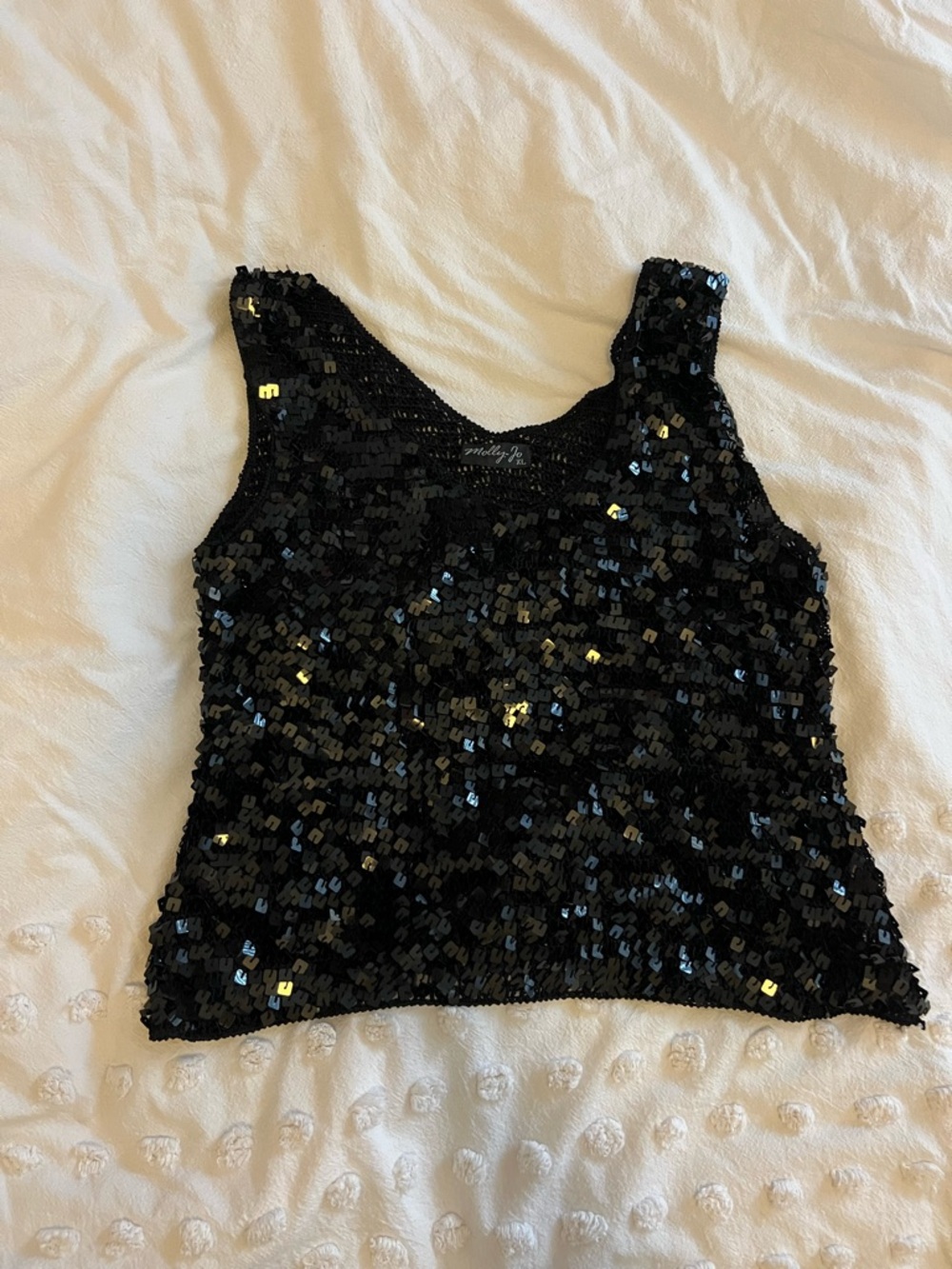 Vintage Black Sequin Tank Top